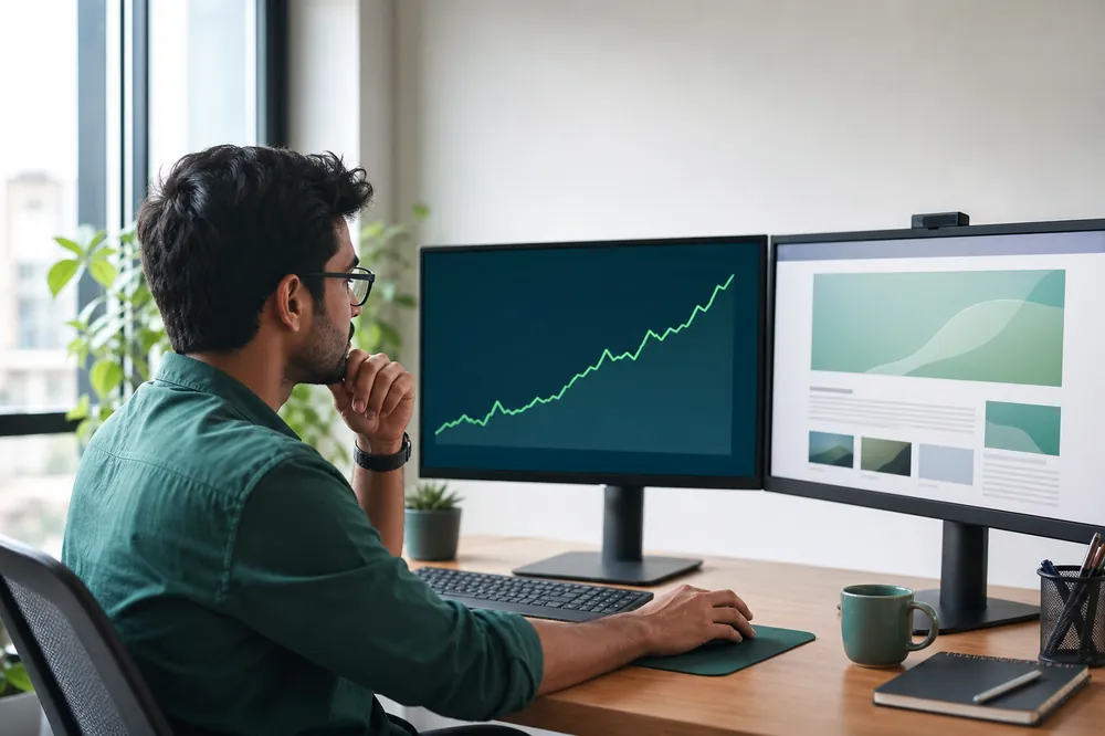 SEO specialist tracking website traffic growth for a Kharadi business